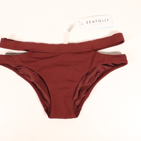 NWT Seafolly X Revolve Active Split Band Hipster in Plum - Picture 4 of 14